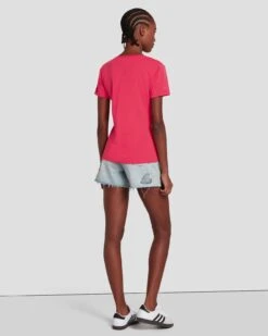 7 For All Mankind Easy V-Neck In Geranium -Sleek Fit Style 7N335I09 GER 0875 B