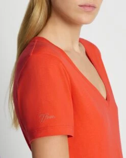 7 For All Mankind Pima Cotton Easy V-Neck Tee In Koi -Sleek Fit Style 7N335I09 KOI 3