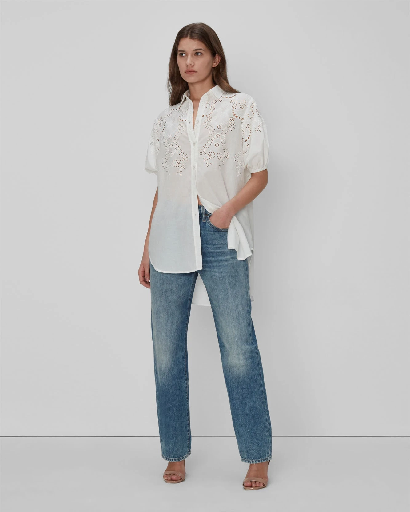7 For All Mankind Puff Sleeve Tunic In White 6 7 For All Mankind Puff Sleeve Tunic In White - Image 4