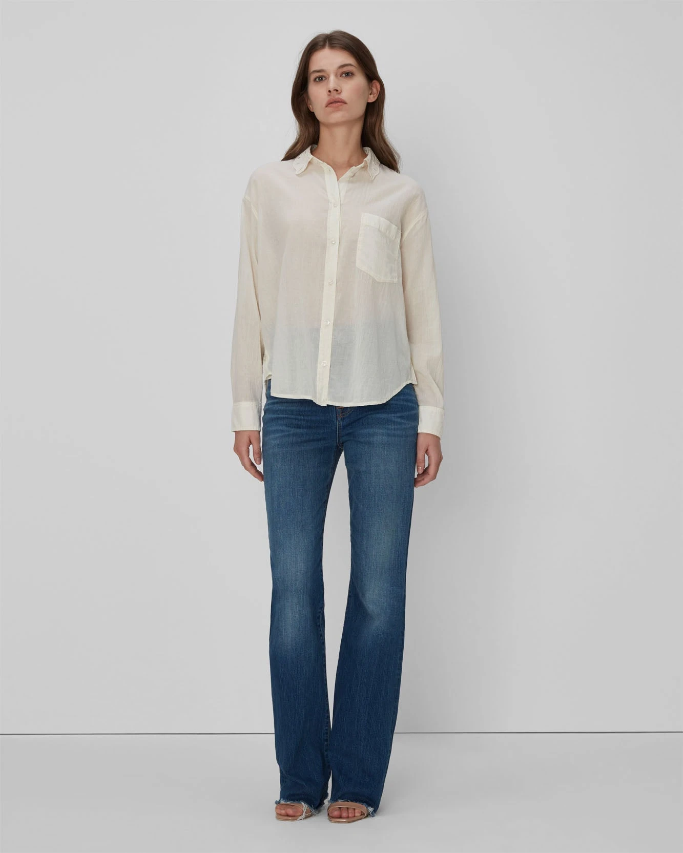 7 For All Mankind Eyelet Classic Shirt In Ivory 7 7 For All Mankind Eyelet Classic Shirt In Ivory - Image 5