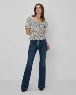 7 For All Mankind Peasant Top In Green Toile 9 7 For All Mankind Peasant Top In Green Toile -Sleek Fit Style 7N539D50 TOI 04