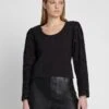 7 For All Mankind Balloon Sleeve Eyelet Top In Black