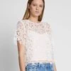 7 For All Mankind Star Lace Cropped Tee In Antique White