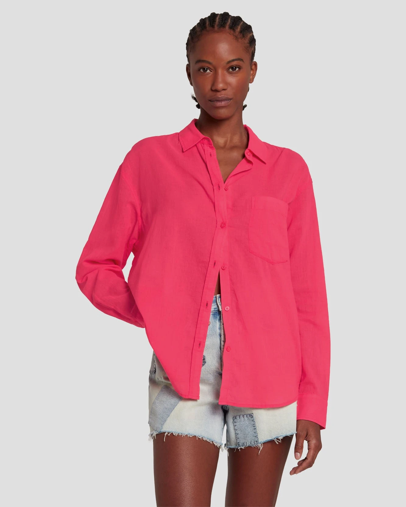 7 For All Mankind Classic Button Up Shirt In Geranium 3 7 For All Mankind Classic Button Up Shirt In Geranium