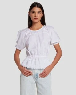 7 For All Mankind Eyelet Top In Bright White 12 7 For All Mankind Eyelet Top In Bright White -Sleek Fit Style 7N569F36 BRW 5
