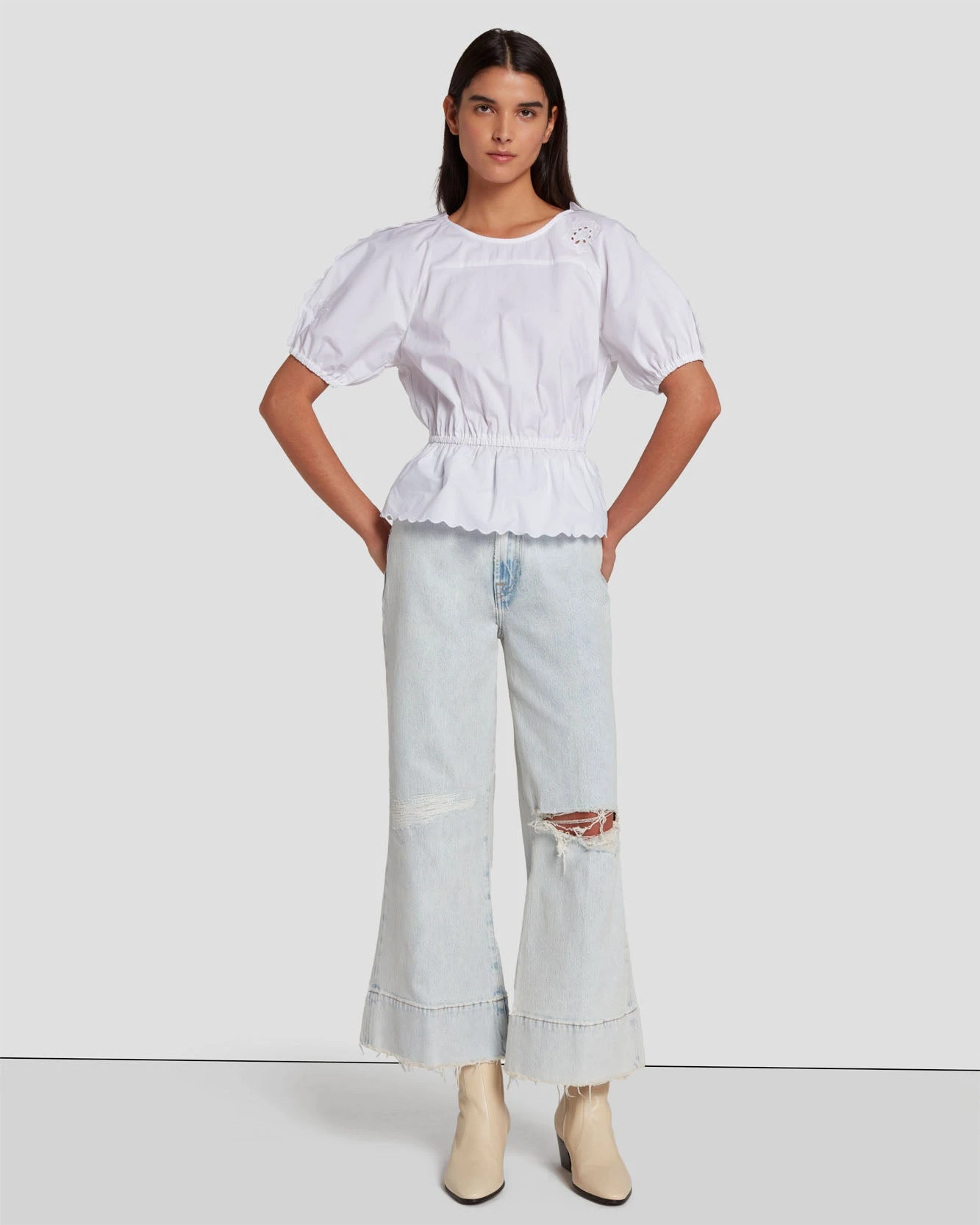 7 For All Mankind Eyelet Top In Bright White 8 7 For All Mankind Eyelet Top In Bright White - Image 6