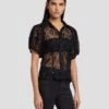 7 For All Mankind Lace Puff Sheer Blouse In Black 2 7 For All Mankind Lace Puff Sheer Blouse In Black -Sleek Fit Style 7N573D67 BLK 1