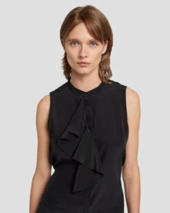 7 For All Mankind Silk Sleeveless Ruffle Blouse In Black 10 7 For All Mankind Silk Sleeveless Ruffle Blouse In Black -Sleek Fit Style 7N575F49 BLK 3