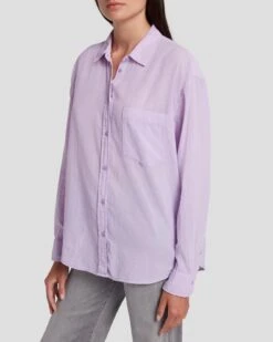 7 For All Mankind Classic Button Up Shirt In Lavender -Sleek Fit Style 7N582C51 LAV 3