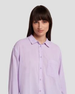 7 For All Mankind Classic Button Up Shirt In Lavender -Sleek Fit Style 7N582C51 LAV 6