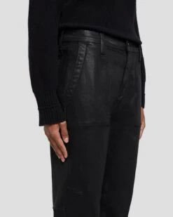 7 For All Mankind Darted Boyfriend Jogger In Coated Black -Sleek Fit Style 7N732752 CBA 3