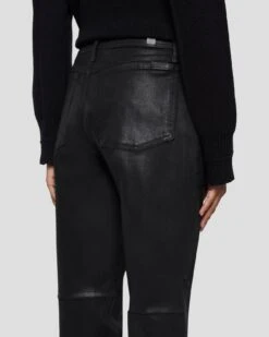 7 For All Mankind Darted Boyfriend Jogger In Coated Black -Sleek Fit Style 7N732752 CBA 5