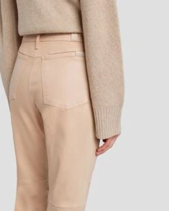 7 For All Mankind Darted Boyfriend Jogger In Coated Camel -Sleek Fit Style 7N732752 KML 5