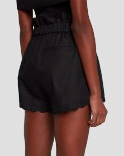 7 For All Mankind Paperbag Linen Short In Black -Sleek Fit Style 7N817F31 BLK 5