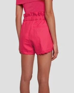 7 For All Mankind Paperbag Linen Short In Geranium -Sleek Fit Style 7N817F31 GER 1153 D2