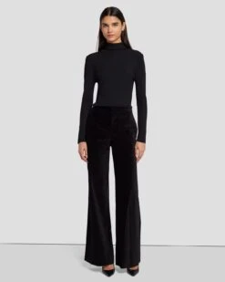 7 For All Mankind Modern Dojo Velvet Trouser In Black