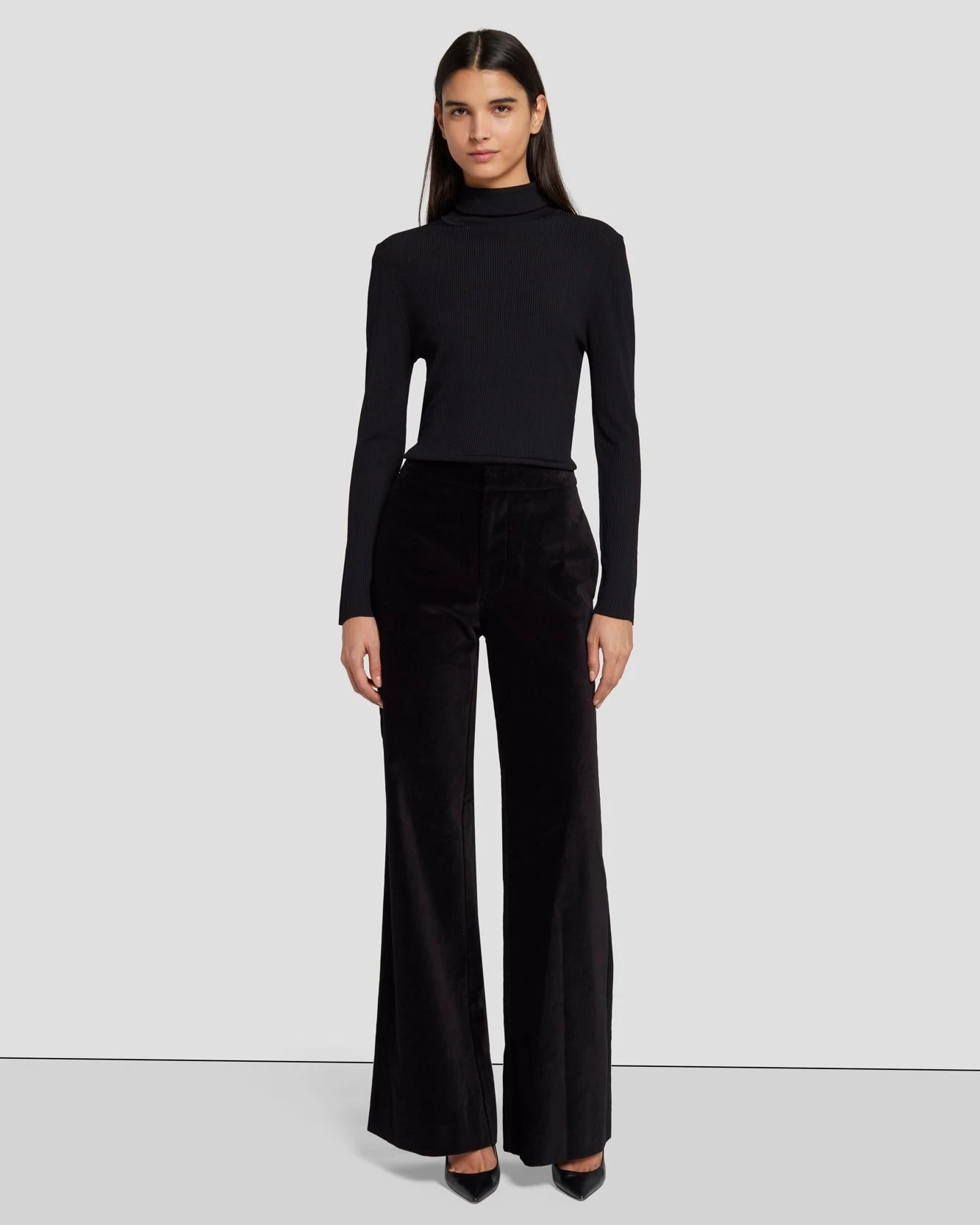7 For All Mankind Modern Dojo Velvet Trouser In Black 3 7 For All Mankind Modern Dojo Velvet Trouser In Black