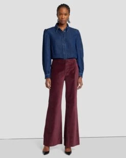 7 For All Mankind Modern Dojo Velvet Trouser In Winetasting -Sleek Fit Style 7N824F38 WNT 1