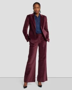 7 For All Mankind Modern Dojo Velvet Trouser In Winetasting -Sleek Fit Style 7N824F38 WNT 3