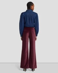 7 For All Mankind Modern Dojo Velvet Trouser In Winetasting -Sleek Fit Style 7N824F38 WNT 4