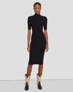 7 For All Mankind Detail Back Knit Dress In Black