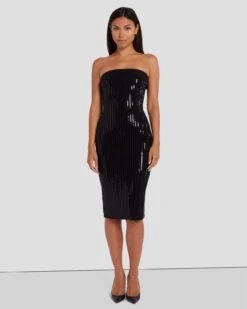 7 For All Mankind Sequin Bodycon Dress In Black