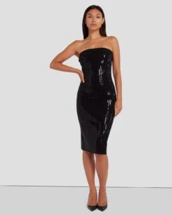 7 For All Mankind Sequin Bodycon Dress In Black 11 7 For All Mankind Sequin Bodycon Dress In Black -Sleek Fit Style 7N828F44 BLK 6