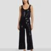 7 For All Mankind Sequin Wide Leg Knit Jumpsuit In Black