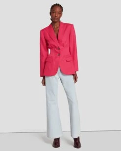 7 For All Mankind Cinched Waist Linen Blazer In Geranium -Sleek Fit Style 7N945F31 GER 0560 M