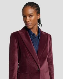 7 For All Mankind Velvet Blazer In Winetasting -Sleek Fit Style 7N947F38 WNT 3