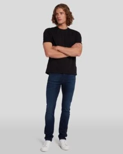 7 For All Mankind Luxe Performance Plus Paxtyn In Deep Blue -Sleek Fit Style 7T010393 DBU 6