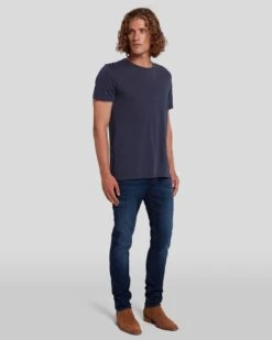 7 For All Mankind Luxe Performance Plus Slimmy Tapered In Deep Blue -Sleek Fit Style 7T028393 DBU 1