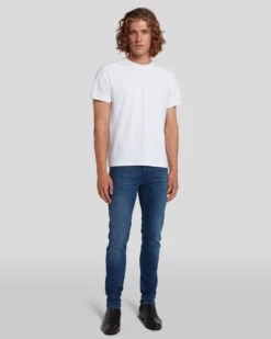 7 For All Mankind Luxe Performance Plus Slimmy Tapered In Mid-Blue