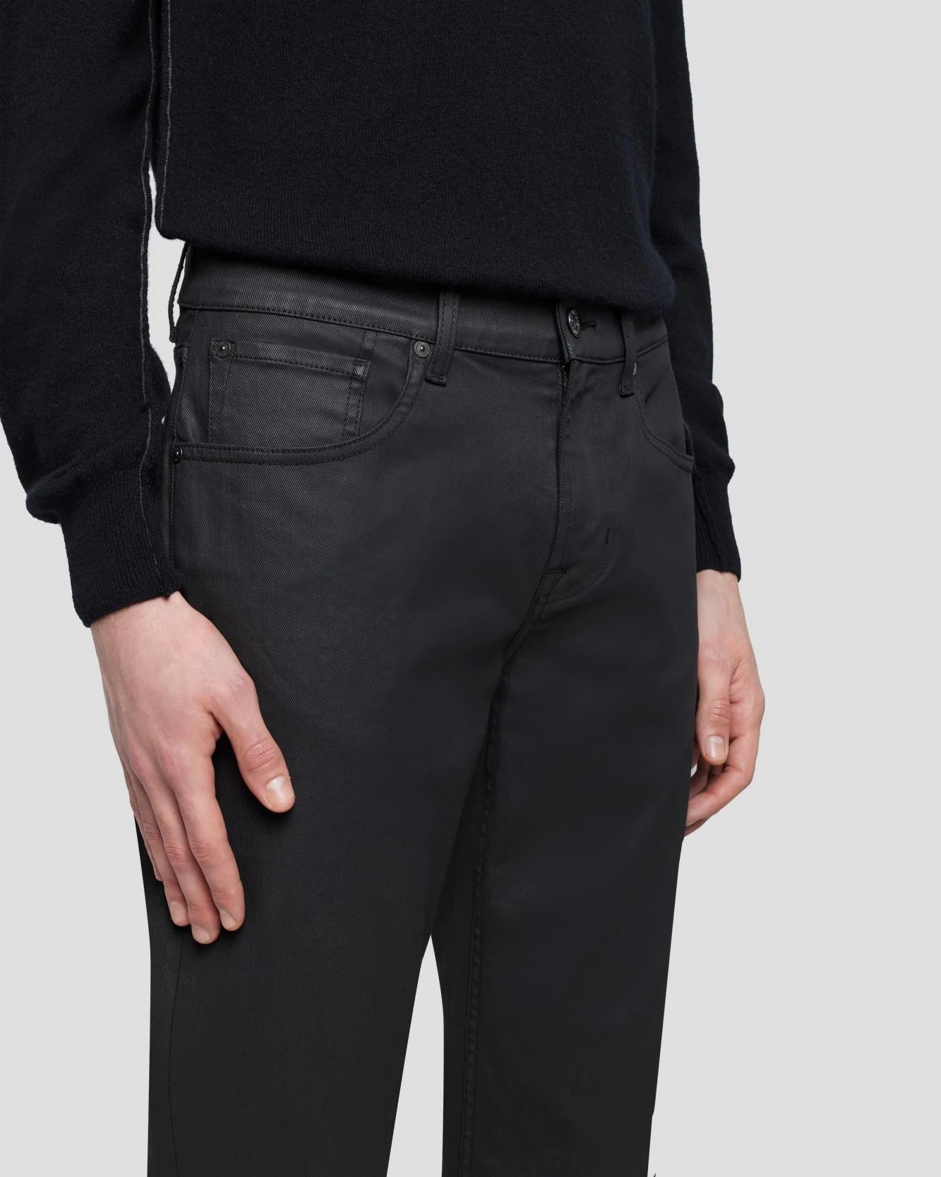 7 For All Mankind Slimmy Tapered In Coated Black 5 7 For All Mankind Slimmy Tapered In Coated Black - Image 3