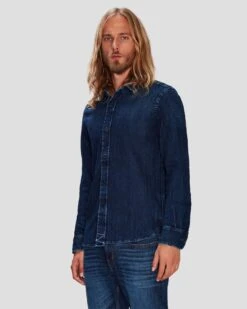 7 For All Mankind Airweft Button Up Shirt In Malibu