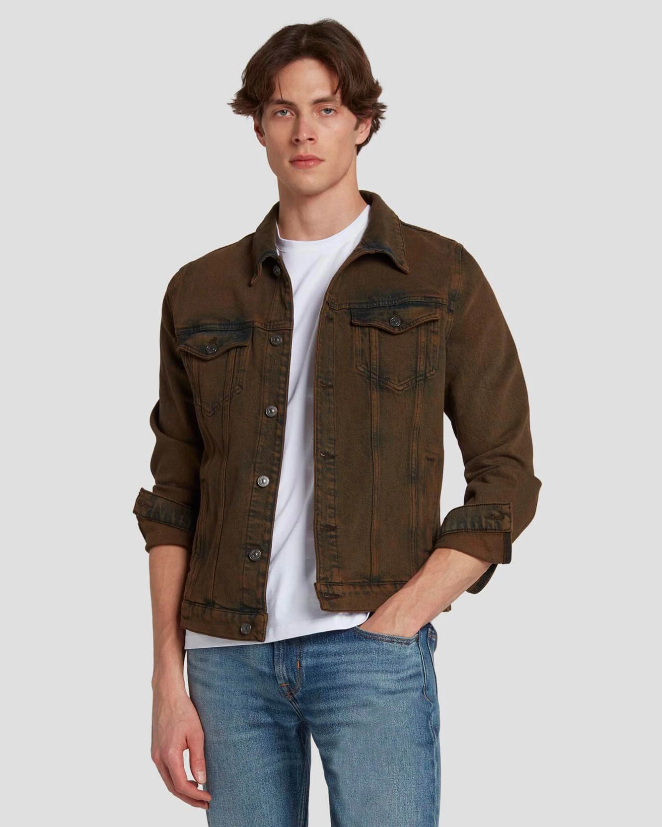 7 For All Mankind Perfect Trucker Jacket In Figure Out 3 7 For All Mankind Perfect Trucker Jacket In Figure Out