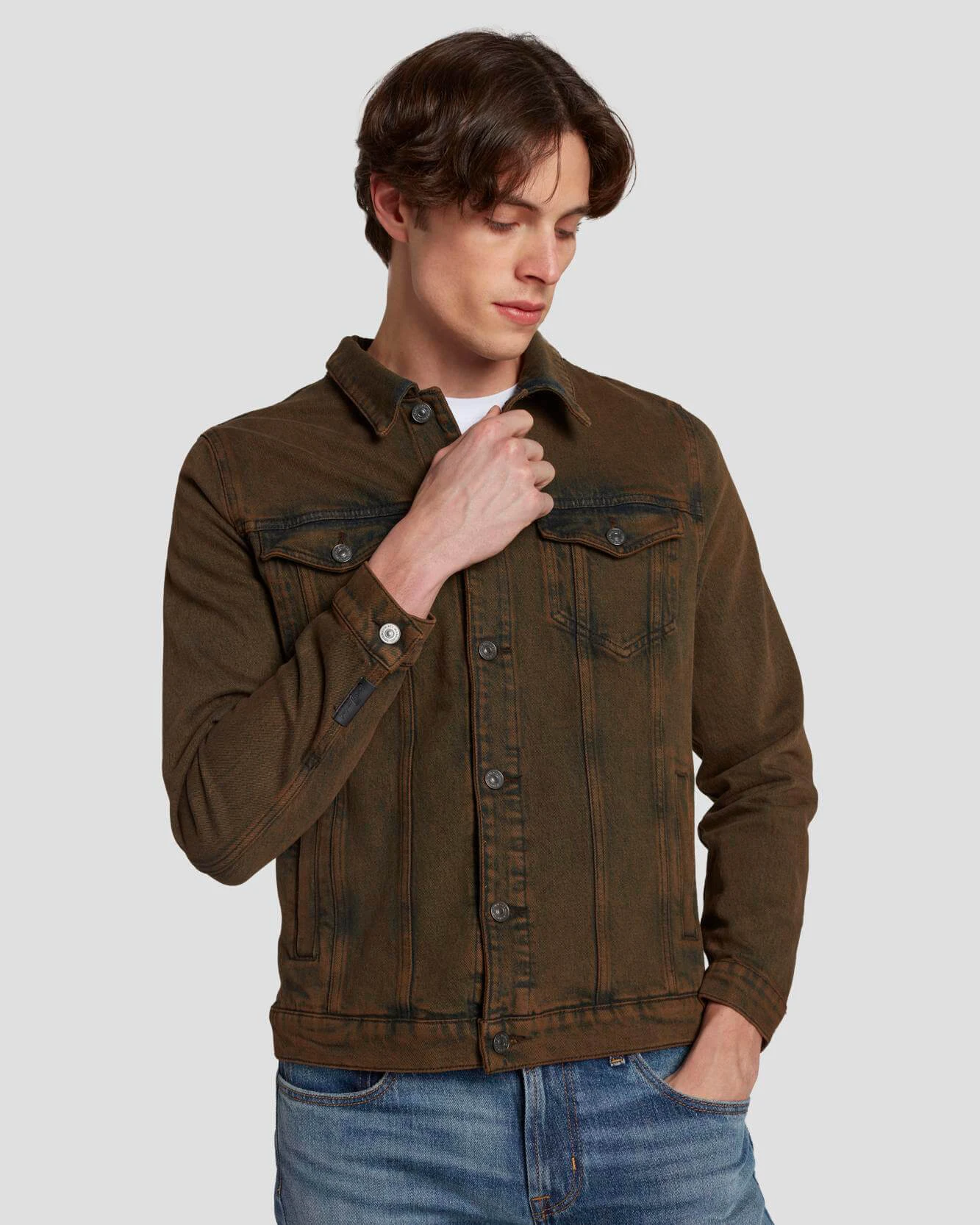 7 For All Mankind Perfect Trucker Jacket In Figure Out 4 7 For All Mankind Perfect Trucker Jacket In Figure Out - Image 2
