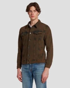 7 For All Mankind Perfect Trucker Jacket In Figure Out 13 7 For All Mankind Perfect Trucker Jacket In Figure Out -Sleek Fit Style 7T924C10 FGO 6