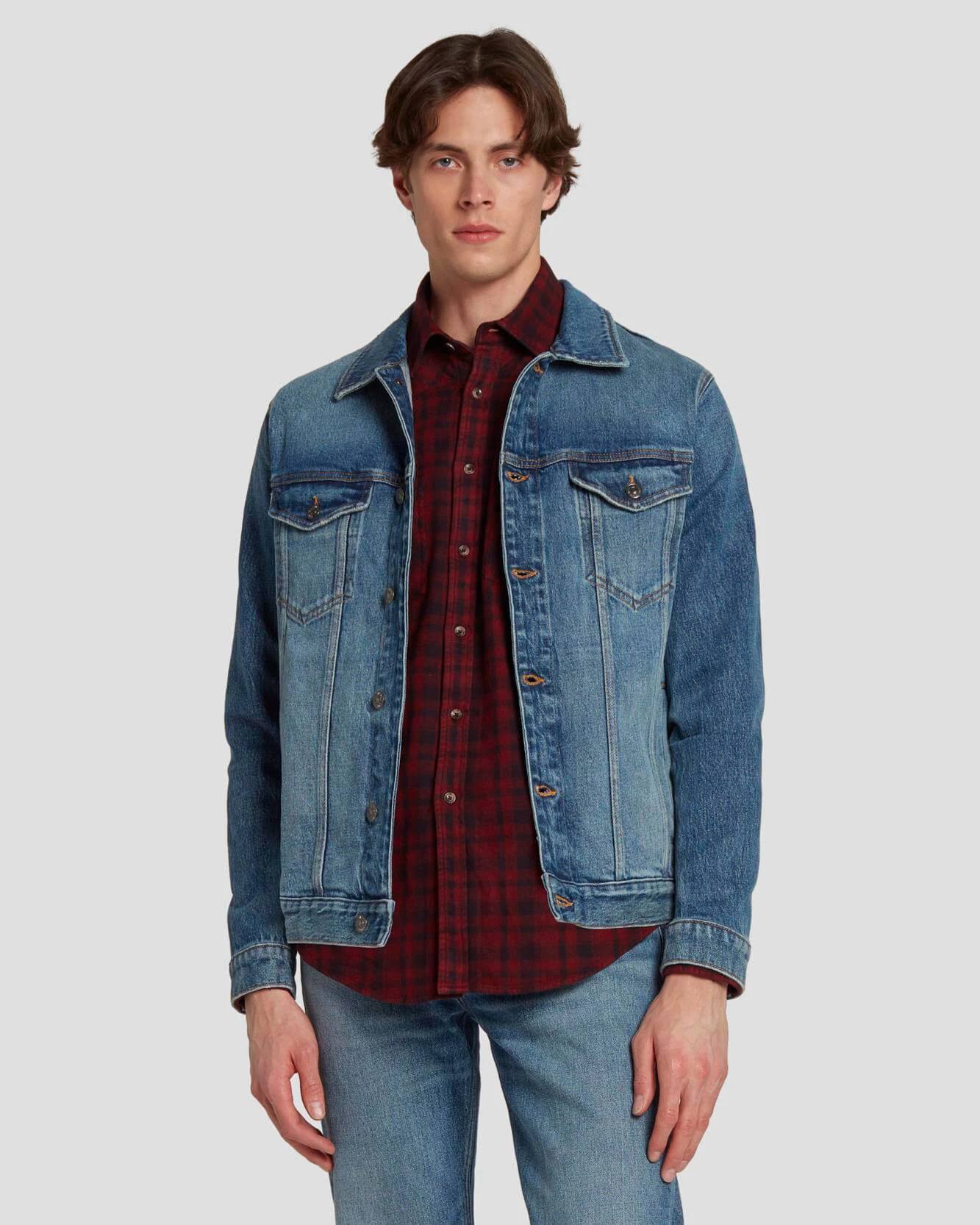 7 For All Mankind Perfect Trucker Jacket In Ramble 3 7 For All Mankind Perfect Trucker Jacket In Ramble