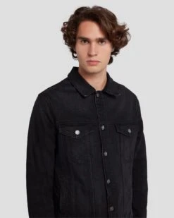 7 For All Mankind Perfect Trucker Jacket In Blindside 10 7 For All Mankind Perfect Trucker Jacket In Blindside -Sleek Fit Style 7T924C31 BDS 3