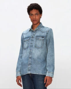 7 For All Mankind Western Shirt In Waterfall