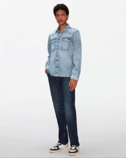 7 For All Mankind Western Shirt In Waterfall -Sleek Fit Style 7T925C21 XWA 3