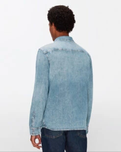 7 For All Mankind Western Shirt In Waterfall -Sleek Fit Style 7T925C21 XWA 4