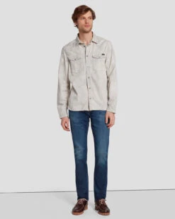 7 For All Mankind Western Shirt In Stay Afloat 13 7 For All Mankind Western Shirt In Stay Afloat -Sleek Fit Style 7T925C55 SYF 6