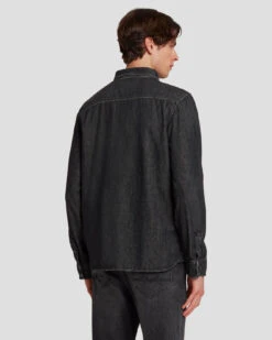7 For All Mankind Western Denim Shirt In Shake Out 11 7 For All Mankind Western Denim Shirt In Shake Out -Sleek Fit Style 7T925C61 SHO 4
