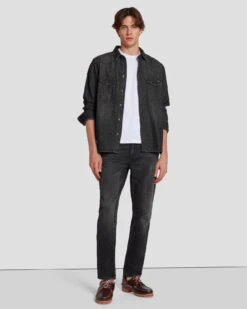 7 For All Mankind Western Denim Shirt In Shake Out 12 7 For All Mankind Western Denim Shirt In Shake Out -Sleek Fit Style 7T925C61 SHO 5