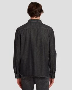 7 For All Mankind Western Denim Shirt In Shake Out 13 7 For All Mankind Western Denim Shirt In Shake Out -Sleek Fit Style 7T925C61 SHO 6