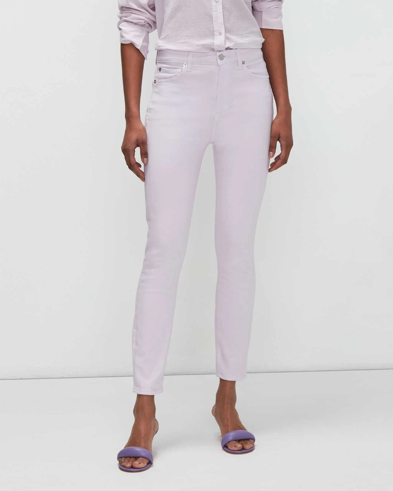 7 For All Mankind High Waist Ankle Skinny In Lilac 4 7 For All Mankind High Waist Ankle Skinny In Lilac - Image 2