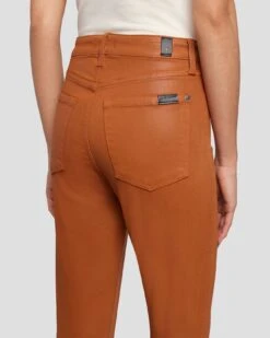 7 For All Mankind High Waist Ankle Skinny In Coated Ginger -Sleek Fit Style 7U001752 CCC 5