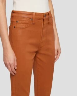 7 For All Mankind High Waist Ankle Skinny In Coated Ginger -Sleek Fit Style 7U001752 CCC 6